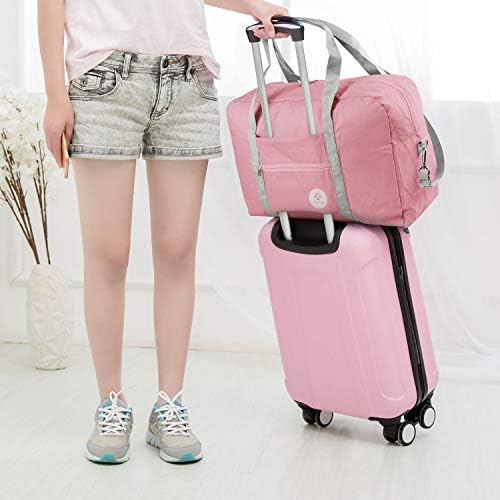 For Spirit Airlines Foldable Travel Duffel Bag Tote Carry on Luggage Sport Duffle Weekender Overnight for Women and Girls (3112 Pink ( with Shoulder Strap)) 4 For Spirit Airlines Foldable Travel Duffel Bag Tote Carry on Luggage Sport Duffle Weekender Overnight for Women and Girls (3112 Pink ( with Shoulder Strap))