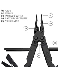 SOG PowerLock EOD multiherramienta B61N CP con 18 herramientas, de óxido negro, funda de nylon, palanca compuesta