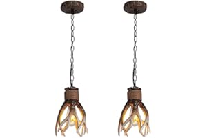 Antler Pendant Light, Rustic Hanging Lamp, Faux Deer Horn Chandelier for Dining Room, Kitchen Island, Foyer Ceiling Lighting 