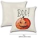 Dreampark Halloween Pillow Covers 18x18, Halloween Decoration Square Cotton Linen Burlap Decorative Throw Pillowslip Cushion Covers with Pumpkin Little Witch Decor Set of 4