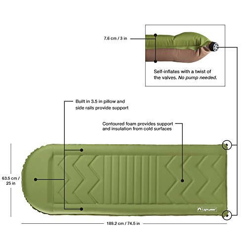 Lightspeed Outdoors Self Inflating Sleep Pad (Green/Brown) Pricepulse