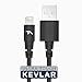 Tech Armor Lightning to USB Sync/Charge Cable Compatible with iPhone or iPad, Made with Kevlar -Tough-Braided Extra-Strong Jacket - Apple Certified - Black, 2 Feet