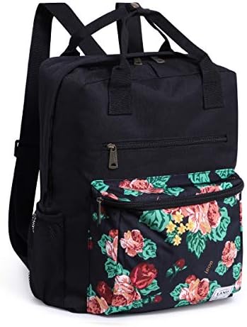 Landuo Diaper Bag Backpack, Baby Nappy Tote Bag, Stylish Large Organizer Mummy Bag for Travel (Black Rose)