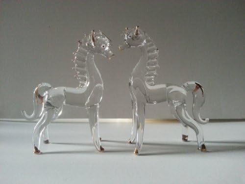 Set of 2 Blown Glass Horse Figurine 3.5"h