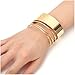 MXYZB Stainless Steel Smooth Hollow Hoop Open Ended Wide Cuff Bangle Bracelet (Gold)