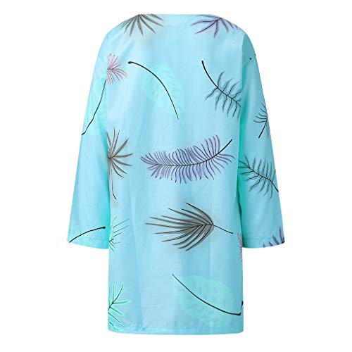 KawaiineRetro Boho Women's 3/4 Sleeve V-Neck Casual Print Dress Party Short Beach Dress Blue