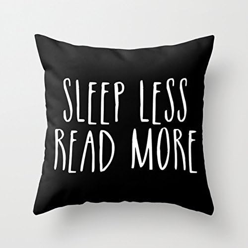 Sleep less, read more s canvas decorative canvas pillow protector 18 x 18 inches