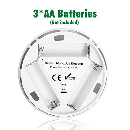CO Detector, AUKA Monoxide Alarm LCD Portable Security Gas CO Monitor, Battery Powered-2 Pack with UL2034 Listed (3AABattery not included)