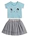 Arshiner Toddler Baby Kids Girls Summer Clothes Set Cartoon Cat Top T-Shirt + Tutu Skirts Dress Outfits