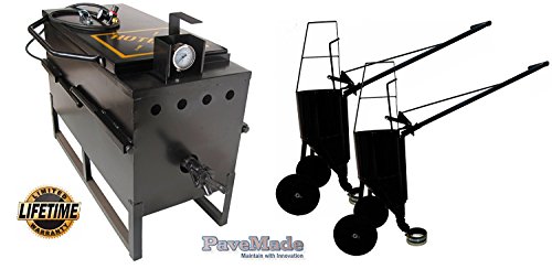 [PAVEMADE] Hotbox 30 Asphalt Melter + 2pc Hotwheels Crackfilling Squeegee Cart for Hot Applied Rubberized Crack Sealant