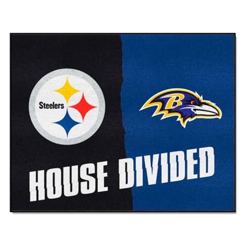 FANMATS 13535 NFL Steelers Ravens House Divided Rug x