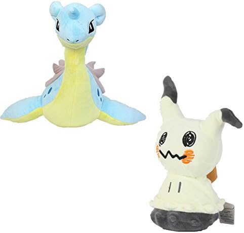 2pcs Pokemon Sun Moon Lapras and Alola Mimikyu Soft Plush Doll