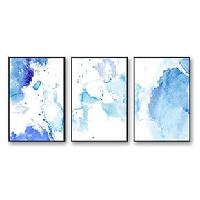 3 Piece Framed Canvas Home Artwork Decoration Watercolor Sfumato Canvas Wall Art for Living Room, Bedroom - 16"x24"x3 Panels