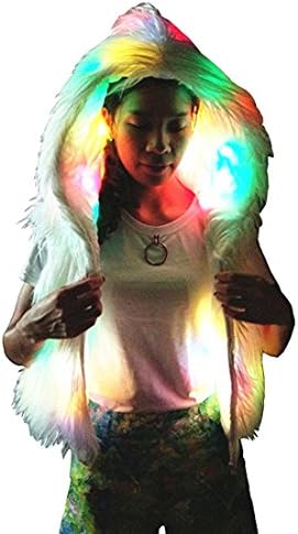 Womens Faux Fur Led Jacket Light Up Rave Vest Halloween Xmas Party Fancy Dress