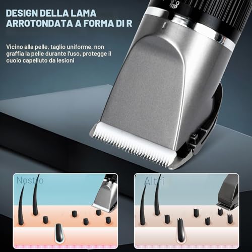 Cozary Electric Beard Shaver, Hair Machine, Professional Men's Hair Clipper, USB Charging with LED Display, 4 Guide Combs, Wireless Trimmer, Men's Beard Trimmer for Family/Barber