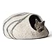 TWINCRITTERS - Handcrafted Cat Cave Bed (Large) I Ecofriendly Cat Cave I Felted from 100% Natural Merino Wool I Handmade Pod for Cats and Kittens I Warm and Cozy cat Bed (Raw Fog)