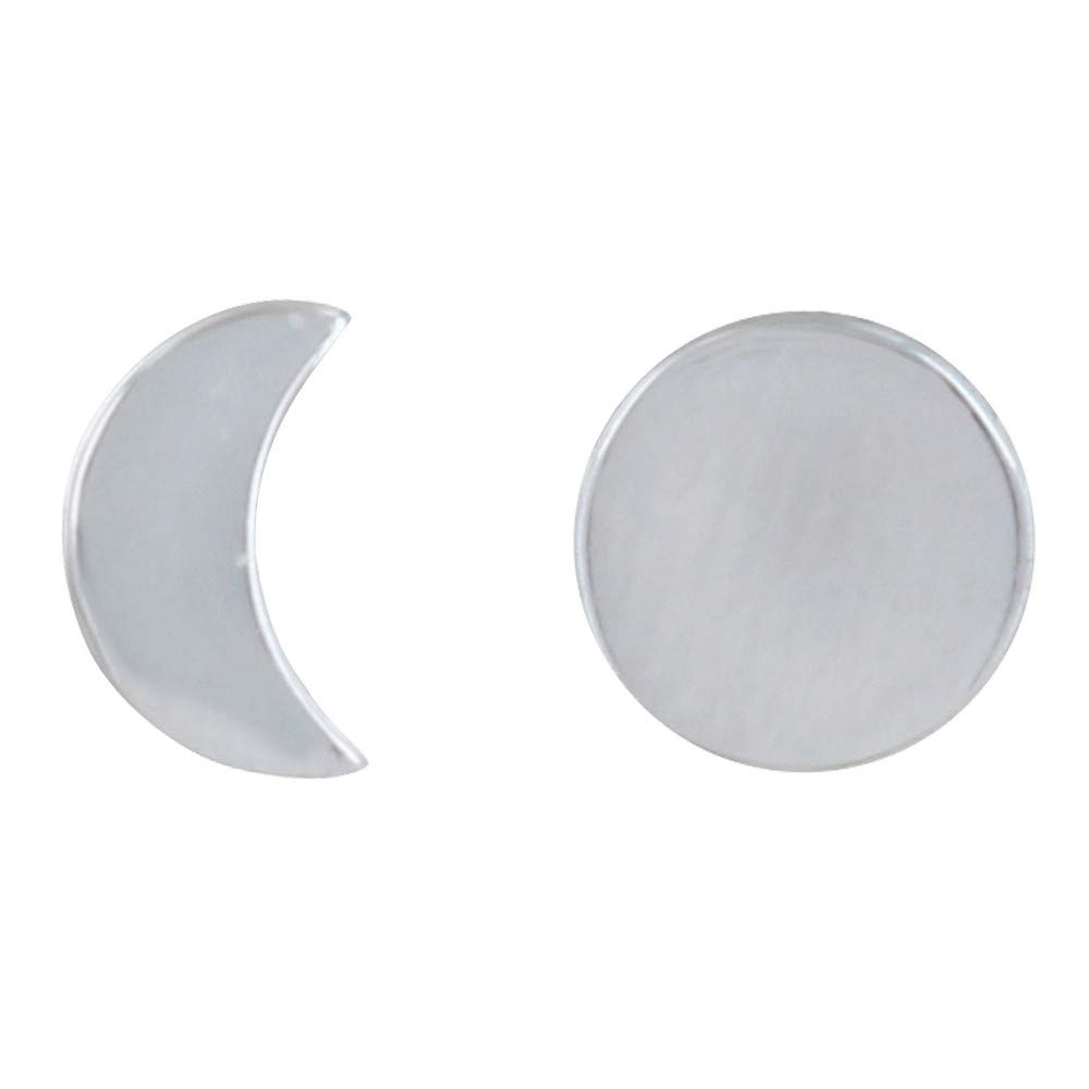 LES POULETTES BIJOUX - Rhodium 925 Silver Earrings Moon and Crescent Moon