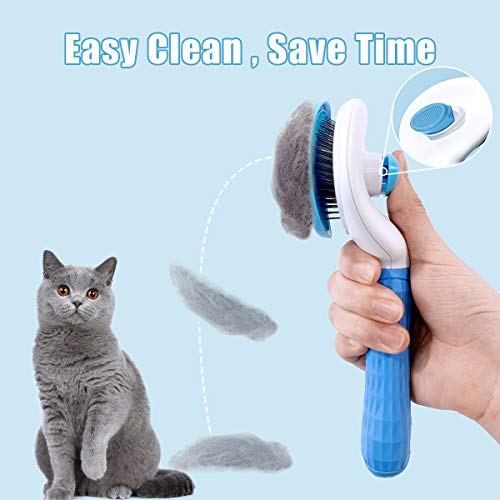 ELSPET Brush for Cat Dog/Shedding Brush with Self-Clean Eject Button/Cat Grooming Brush/Pet Massage Brush, Deshedding Tool for Short and Long Hair, Easy to Clean/Remove Pet Shedding Hair by Up to 98%
