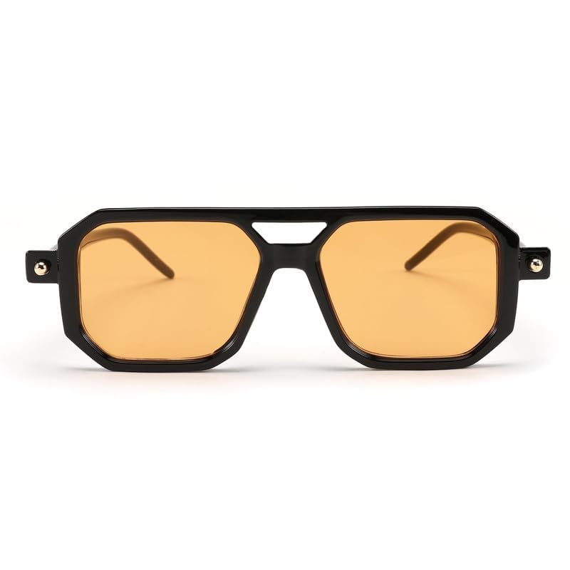 FEISEDY Lentes de sol Cuadrado Aviador Vintage Mujeres Hombres, Gafas de sol Elegante Marco Retro Clásico UV400 B2622
