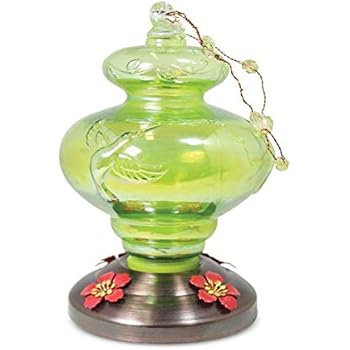 Amazon Com Pinebush Art Glass Hummingbird Feeder Garden Outdoor