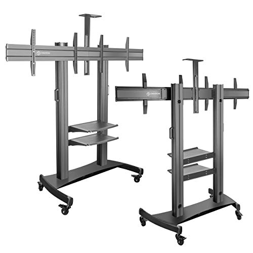ONKRON Mobile TV Stand Dual TV Cart With Wheels For 40" 60 Inch LCD