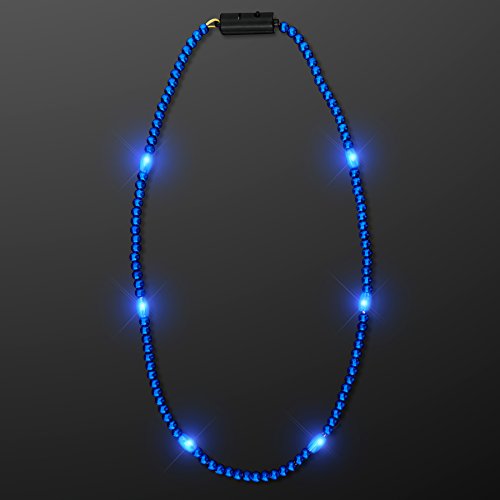 Blue Light Up LED Mardi Gras Bead Necklace