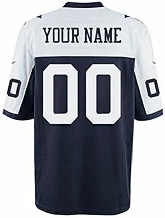 Fstylers Men Custom Football Navy Blue White Jersey Any Name &amp; Number Personalized (XL)