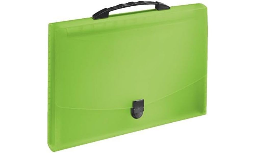 Esselte A4 Expanding Project File, Integrated Index with 12 Expanding Compartments, Elastic Closure, Flexible Plastic, Green, VIVIDA Range, 624026
