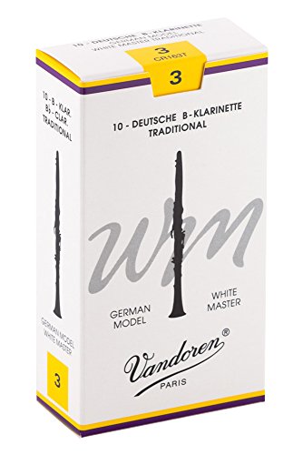 Vandoren CR163T Bb Clarinet White Master Traditional Reeds Strength 3; Box of 10