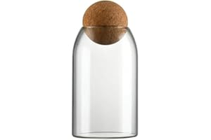 KRAFTSTORIES Glass Terrarium with Airtight Wood Lid (Ball Cork) | Closed Terrarium Planter | Clear Glass Bottle Jar Container | 800ml / 27oz | Moss Terrarium Jar | Indoor Ecosystem Decoration Gifts (Only Jar)