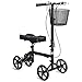 Goplus Steerable Knee Walker Foldable Knee Scooter for Broken Leg, Foot Injuries - Height Adjustable Design - with Orthopedic Seat Pad, Deluxe Brake System and Basket - Crutch Alternative Knee Wheeler