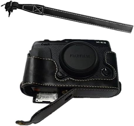 GHYC PU Leather Camera Bottom Grip Case Half Cover For Fujifilm X-E3 Camera Bottom Open Black