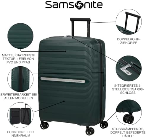 Neo Flux - Spinner S Slim, Erweiterbares Handgepäck, 55 cm, 39/45 L, Schwarz (Black)