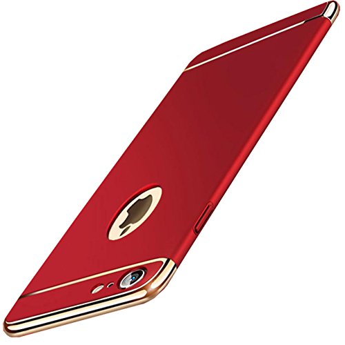 iPhone 7 Plus 5.5 case, iBarbe Shockproof Scratch Protective Rubber Rugged Slim PC Hard Plastic 3 in 1 Case Cover (5.5 inches)-Red