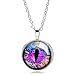 Taylor9005 1 X Dragon Cat Eye Necklace Pendant - Purple Colorful Art Jewelry Purple