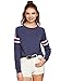 ROMWE Women's Varsity Striped Heathered Sweatshirt Navy S
