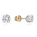 10k Yellow Gold 5mm Basket Round CZ Cubic Zirconia Solitaire Children Screw Back Baby Girls Earrings
