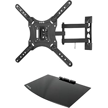 VIVO Black 23 to 55 inch Screen TV Wall Mount with Adjustable Tilt and Entertainment Shelf | Floating AV, DVD Shelving (Mount-VWSF1)