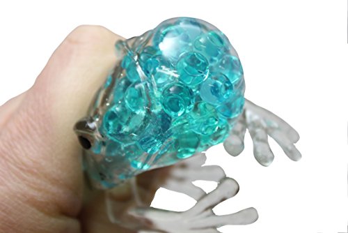 Small Cute Frog Water Bead Filled Squeeze Stress Ball - Squishy Toy - Sensory Fidget (Teal) - Thumbnail 4