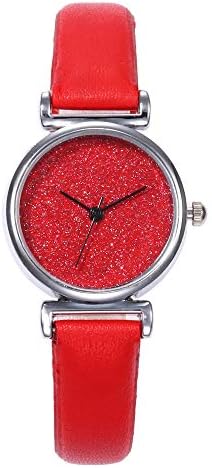 Fashion Shining Quartz Analog Wrist Watch Leather Strap Band with Metal Buckle Stylish Wristwatch Casual Watches for Women Men