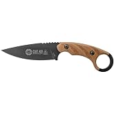 Tops Knives Cut 4.0 Full Tang Fixed Blade-Black Traction Coating Blade Finish-Black Kydex Sheath w/Beta Loop (Tan Canvas Micarta Handle)