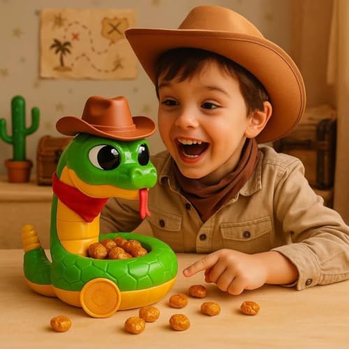 Jogo Tesouro da Serpente Cobra Cowboy Interativo Pega Ouro da Cobra com Som e Movimento Brinquedo Infantil Educativo Jogo de Habilidade e Estratégia para 2 ou Mais Jogadores Acima de 3 Anos