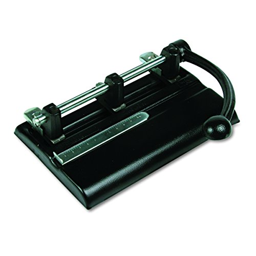 Master Adjustable 40-Sheet 3-Hole Punches with Power Handle, Black (MAT1340PB)