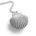 Adecco LLC Sea Shell Locket, Mermaid Valentine Necklace, Beach Locket, Gold Tone Brass, Little Shell Locket, Nautical Jewelry (Silver)