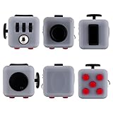 Ratoop Fidget Cube Relieves Stress and Anxiety Attention Toy for Work/Class/Home, Gray/Red