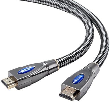 HDMI Cable 20ft/6.1m BUSUQ 2.0 HDMI Supports 2160p With Ethernet, CL3-1.3V-1.4V-2.0V 4K 3D and Audio Return White With Black nylon net with Metal shell