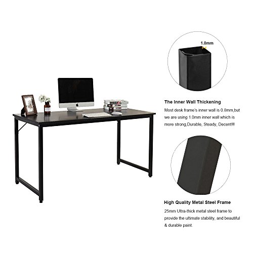 Dland Home Office Computer Desk Table JJB-120, Composite Wood Board, Black, 47" Medium Size, 1 Pack - Thumbnail 3