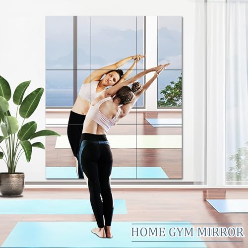 Augshy 4 Pack Self Adhesive Mirror 50x60cm Adhesive Mirror Tiles 2MM Thick Acrylic Stick On Wall Mirrors Sheets Removable Mirror Stickers for Home Decoration