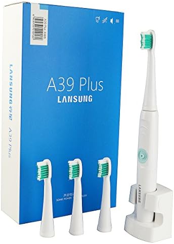 LANSUNG Power Rechargeable Electric Toothbrush Sonic With 4pcs Replacement Brush Heads