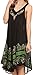 Sakkas 16605 - Gasha Sleeveless Mid Length Caftan Dress With Embroidery Details And V Neck - Black/Green - OS